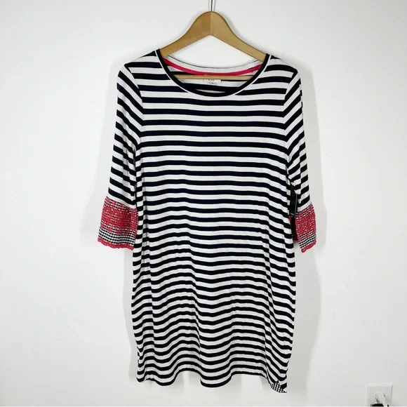 Crown & Ivy Striped Bell Sleeve Knit Dress Medium - Picture 1 of 8